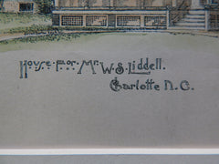 House, W.S. Liddell, Charlotte, NC, 1890, A.W. Reynolds, Archt., Original Plan