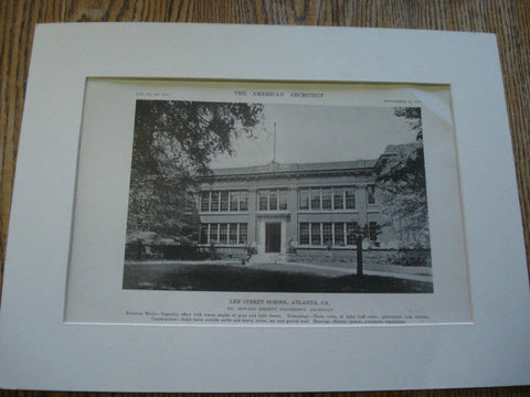 Lee Street School, Atlanta, GA. 1916. Edward Emmett Dougherty. Lithograph