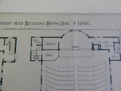 Murray Universalist Church, Attleboro, MA, Gould & Angell, 1886, Original Plan