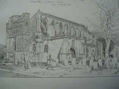 Malmesbury Abbey, Wiltshire, England, 1901. Unknown Archt. Lithograph