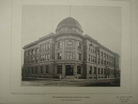Hackfield Building in Honolulu HI, 1902. O. G. Traphagen. Photograph
