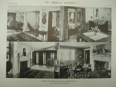 House of Jeffrey Davis, Esq. in Kingston RI, 1912. J. Howard Adams. Photograph