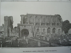 Malmesbury Abbey, Wiltshire, England, 1901. Unknown Archt. Lithograph