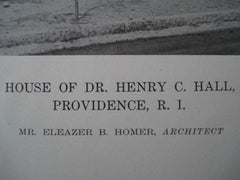 House of Dr. Henry C. Hall, Providence RI, 1916. Eleazer B. Homer. Lithograph