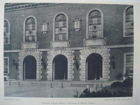 Entrance Loggia, Library, University of Illinois in Urbana IL, 1927. Charles A. Platt