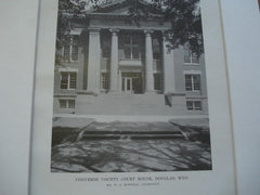 Converse County Court House, Douglas, WY, 1916. W.N. Bowman. Lithograph
