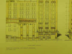 Elevations: Forsyth Theater and Office Building in Atlanta GA, 1909. A. Ten Eyck Brown
