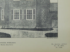 Cardiff House, Parkside, Wimbledon, London, UK, 1904, Lithograph. Hubbard & Moore.