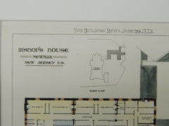 Bishop's House, Newark, NJ, 1873, Original Plan. Goldie & Child.