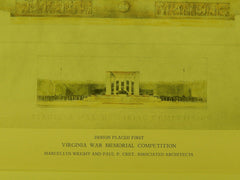 First Place, Virginia War Memorial Competition, Richmond, VA, 1926. Marcellus Wright and Paul P. Cret.