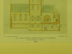 All Saints Church, Peterborough, NH, 1925, Original Plan. Cram & Ferguson.