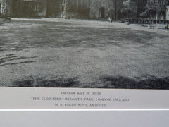 "The Cloisters" Regents Park, London, England, Exterior, 1926, Lithograph. M.H. Baillie Scott.
