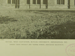 Detail, West Elevation, Butler University, Indianapolis, IN, 1929, Lithograph. Daggett & Hibben.