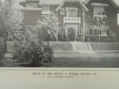 House of Mrs. Irving T. Snyder, Denver, CO, 1914. Lithograph. J.B. Benedict, Jr.