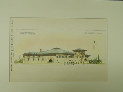 Drill Hall, University of Minnesota, Minneapolis, MN, 1890, Original Plan. L.S. Buffington.