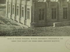 Rear of Science Building, Butler University, Indianapolis, IN, 1929, Lithograph. Daggett & Hibben.