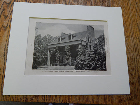 House of Admiral Cary T.Grayson,Washington,D.C.,1926, Lithograph. Peabody, Wilson,& Brown.