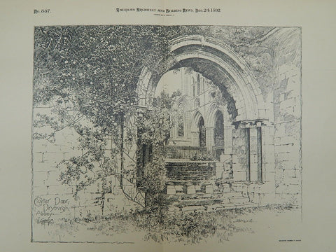 Door at Dryburgh Abbey in Dryburgh, Scotland, 1892. W. Campbell. Original