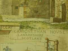 Craignethan House, Lanarkshire, Scotland, 1884, Original Plan.