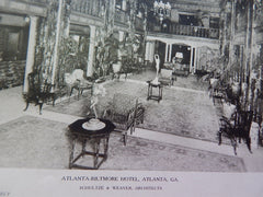 Lobby, Atlanta-Biltmore Hotel, Atlanta, GA, 1924, Lithograph. Schultze & Weaver.