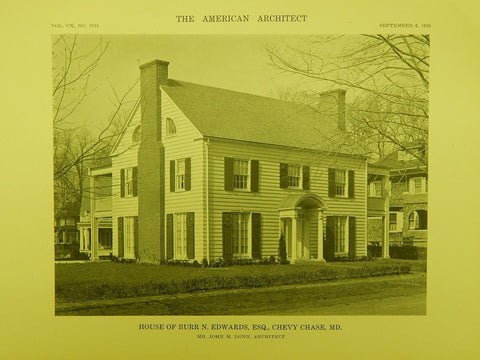 House of Burr N. Edwards, Esq., Chevy Chase MD, 1916. John M. Dunn. Lithograph
