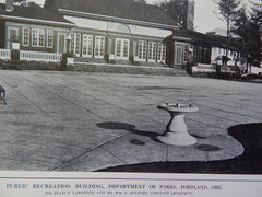 Public Recreation Bldg,Dept of Parks, Portland,Oregon, Lithograph,1914. Lawrence & Holford.