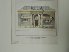 Competitive Design for Public Library, Davenport, IA, 1901, Original Plan. Wm. L. Woollett.