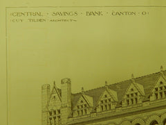 Central Savings Bank, Canton, OH, 1890, Original Plan. Guy Tilden.