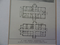 St. Lukes Hospital, Jacksonville, FL, Lithograph,1914. Edward F. Stevens.