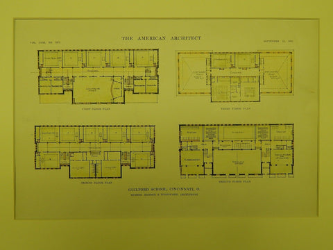 Floor plans of Guilford School in Cincinnati OH, 1915. Garber & Woodward. Original