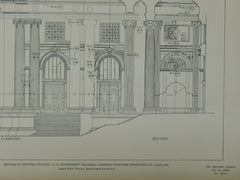Central Pavilion Details, US Govt. Building, St. Louis, MO, 1903, Original Plan. James Knox Taylor.