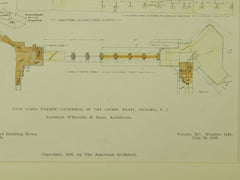 Nave Gable Window, Cathedral of the Sacred Heart, Newark, NJ, 1906, Original Plan. O'Rourke & Sons.
