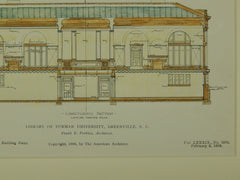 Library, Furman University, Greenville, SC, 1906, Original Plan. Frank E. Perkins.
