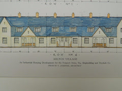 Row Numbers 1 and 6, Hilton Village, Newport News, VA, 1918, Original Plan. Francis Y. Joannes.