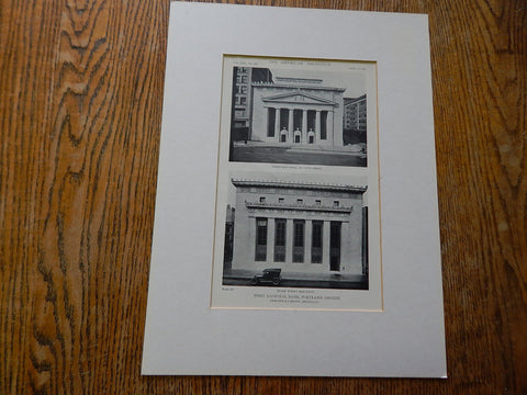 First National Bank,Stark & 5th Street, Portland, OR, 1918, Lithograph. Coolidge & Carlson.