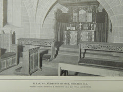 Altar, St. Andrew's Chapel, Chicago, IL, 1914, Lithograph. Cram, Goodhue & Ferguson.