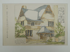 Residence for Mr. R. Elton Mills, Newport, KY, 1884, Original Plan. Oliver C. Smith.