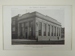 Building for People's National Bank, Brooklyn, NY, 1919, Lithograph. Koch & Wagner.