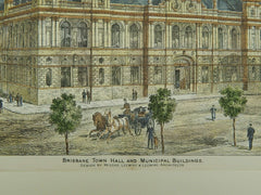 Town Hall and Municipal Buildings, Brisbane, Australia, 1884, Original Plan. Leeming & Leeming.