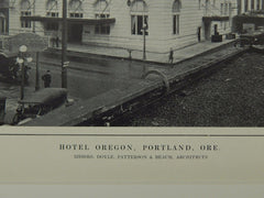 Exterior, Hotel Oregon, Portland, OR, 1914, Lithograph. Doyle, Patterson & Beach.