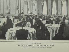 Dining Room, Hotel Oregon, Portland, OR, 1914, Lithograph. Doyle, Patterson, & Beach.