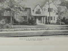 House of E. W. Seaholm, Birmingham, MI, 1929, Lithograph. Richard H. Marr.