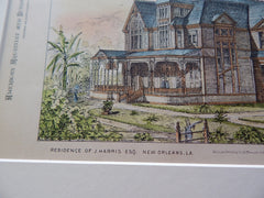 House for J. Harris, New Orleans, LA, 1883, Original Plan. H. Wolters.