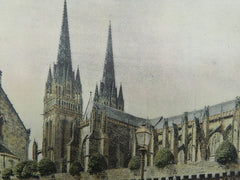 Cathedral of St. Corentin, Quimper, Brittany, 1891. Original Plan.