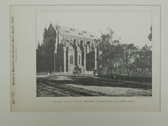 New Roman Catholic Cathedral, Sydney, NSW, Australia, 1890, Lithograph. Wardell.
