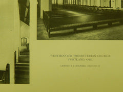 Interior, Westminster Presbyterian Church, Portland, OR, 1918, Lithograph. Lawrence & Holford.