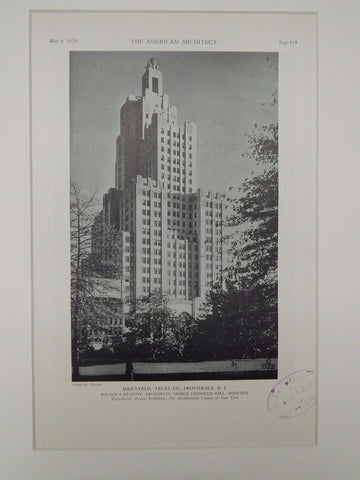 Industrial Turst Co., Providence, RI, 1929, Lithograph. Walker & Gillette.