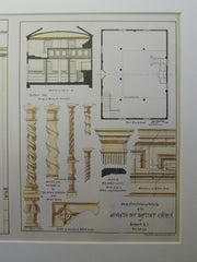 Details, Seventh-Day Baptist Church, Newport, RI, 1885. Original Plan. Mason.
