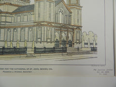 Competitive Design for Cathedral of St. John, Denver, CO, 1903, Original Plan.Frederick J. Sterner.