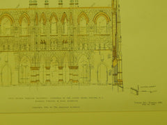 Transepts Section, Cathedral of the Sacred Heart, Newark, NJ, 1906, Original Plan. O'Rourke & Sons.